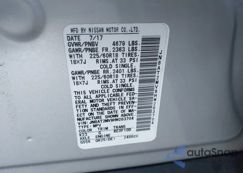 2017 Nissan Rogue Sl из США, поврежденный, VIN JN8AT2MV9HW283704